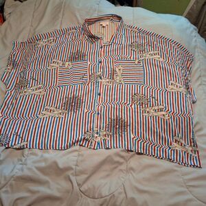 LulaRoe 3X Thor Boys Button Up Fireworks Planes Patriotic Plus Size 4th of July